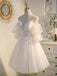 Spaghetti Straps Ruffle Sleeves Lace A-line Short Mini Wedding Dress, WD3016