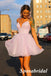 Sweety Pink Sequin Tulle Spaghetti Straps V-Neck A-line Mini Dresses/ Homecoming Dresses With Pleats, PD3550