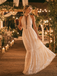 Boho White Eyelet Halter Maxi Wedding Dress, WD3118