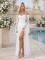 Off The Shoulder Lace Bell Sleeve Wedding Dress, WD3119
