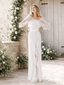 Boat Neck Lace Three Quarter Sleeve Wedding Dress, WD3120
