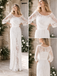 Boat Neck Lace Three Quarter Sleeve Wedding Dress, WD3120