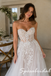 Ivory Floral Lace Strapless Sweetheart Sheer Corset Bodice Tulle A-Line Romantic Bridal Gown, WD3123