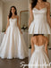 Elegant Ivory Satin Ball Skirt Wedding Dress Thin Straps Lace Bottom Hem, WD3126