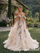 Boho 3D Floral Tulle Ruffle Off Shoulder Wedding Gown, WD3127