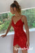 Sexy Red Sequin Spaghetti Straps V-Neck Sheath Mini Dresses/ Homecoming Dresses, PD3569