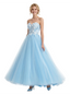 Sweet Tulle Blue And White Sweetheart Sleeveless A-Line Maxi Prom Dress with Appliques, PD4040