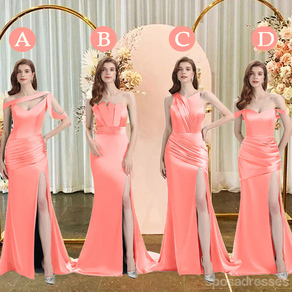 Mismatched Mermaid Coral Sexy Elegant Mermaid Long Bridesmaid Dresses, BD3391