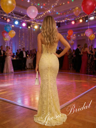 Elegant Sweetheart Lace Sleeveless Mermaid Prom Dress, PD4069