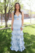 Elegant Soft Satin Spaghetti Straps Sleeveless Side Slit A-Line Prom Dress, PD4074