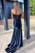 Elegant Soft Satin Sweetheart Sleeveless Side Slit Mermaid Prom Dress With Lace Appliques, PD4072