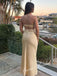 Sexy Soft Satin Spaghetti Straps Sleeveless Criss-Cross Sheath Floor Length Prom Dress, PD4076