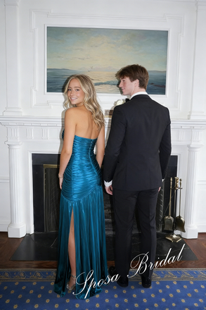 Shiny Metallic Stretch Fabric Sweetheart Sleeveless A-Line Floor Length Graduation Dress, PD4082