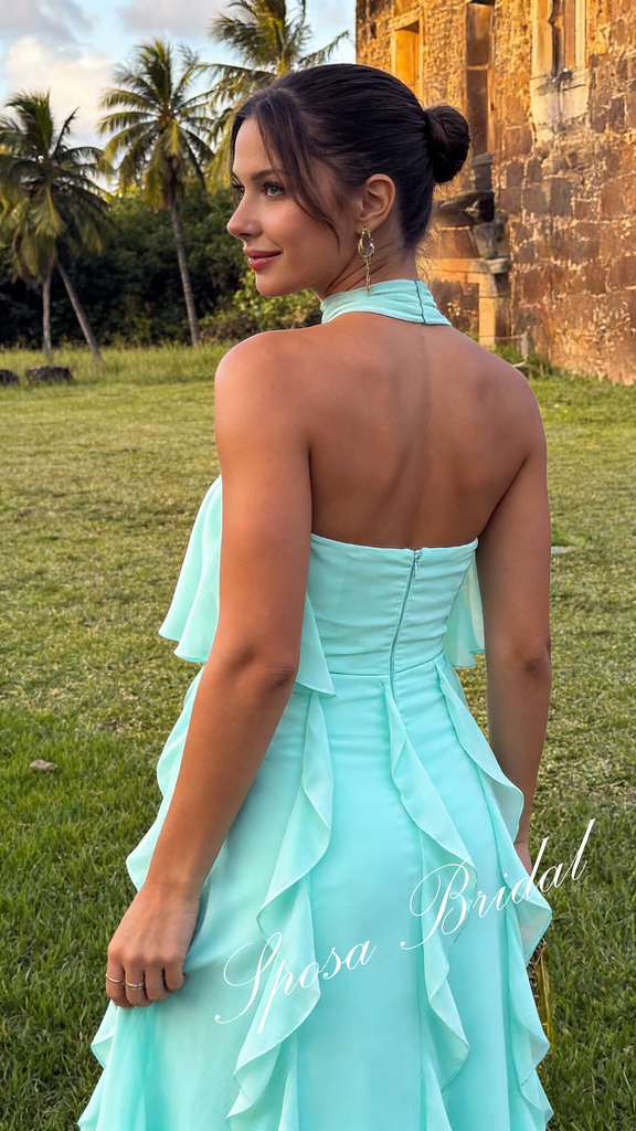 Sexy Chiffon Sweetheart Sleeveless Ruffled A-Line Floor Length Wedding Guest Dress, PD4096