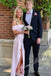 Sexy Crepe Off Shoulder Sleeveless Ruffles Side Slit Mermaid Maxi Prom Dress, PD4098