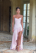 Sexy Soft Satin Spaghetti Sleeveless Ruffled Split A-Line Floor Length Prom Dress, PD4101