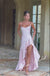 Sexy Soft Satin Spaghetti Sleeveless Ruffled Split A-Line Floor Length Prom Dress, PD4101