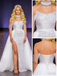 Silver Sequin Mermaid Prom Dress with Detachable Tulle Train and Crystal Straps, PD4124