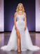 Silver Sequin Mermaid Prom Dress with Detachable Tulle Train and Crystal Straps, PD4124