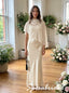 Ivory Satin Chiffon Cape Cowl High Neck Floor Length Sheath Prom Dress, PD4291