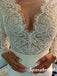 Elegant Lace and Chiffon Long Sleeves Open Back Mermaid Long Wedding Dresses, WD3104