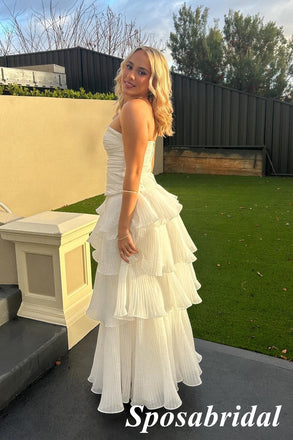 Sexy White Sweetheart Sleeveless A-Line Maxi Prom Dress, PD4039