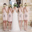 Mismatched  Pretty Short Lace Knee-Length Blush Pink Mini Custom Bridesmaid Dress, WG115