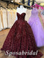 Elegant Sequin Sweetheart V-Neck Sleeveless A-Line Long Prom Dresses,PD3668