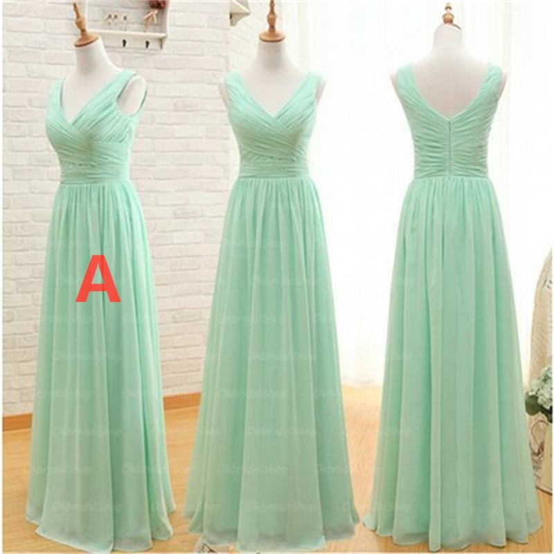 Sage Simple Mismatched Styles Chiffon Floor-Length Formal Long Bridesmaid Dresses, WG1870