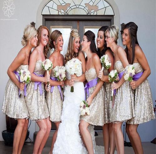 Sparkly Sequin Sweet Heart Shinning Cheap Custom High Quality Short Bridesmaid Dresses, WG139