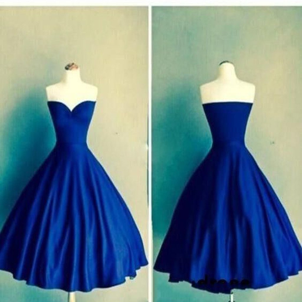 Royal blue Ball Gown sweetheart simple tight homecoming prom gown dress,BD00155