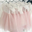 Lace Top Half Sleeves Pink Tulle Flower Girl Dresses, V-back Popular Little Girl Dresses,  FG027