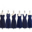 Navy short popular cheap chiffon long Custom Bridesmaid Dress,wedding guest dress , WG218