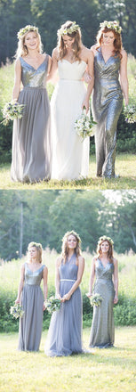 Gorgeous High Quality Mismatched Styles Sequin Long Cheap Wedding Party Dresses, WG161