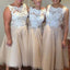 Pretty Iovry Lace Top Tulle Tea Length Affordable Bridesmaid Dresses for Wedding Party, WG166