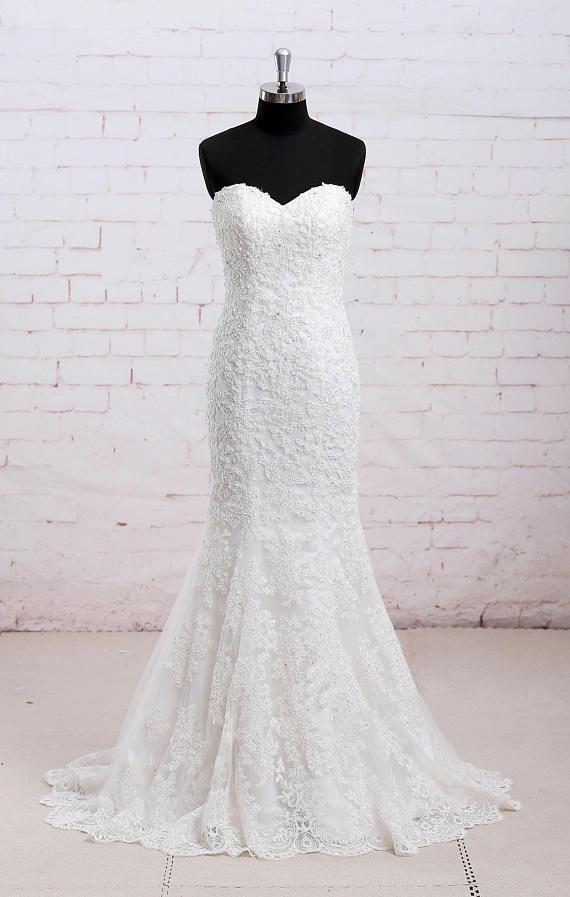 Classice Sweetheart Lace Mermaid Wedding Dresses Online, WD393