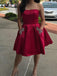 Simple Strapless Cute Cheap Beaded Red Homecoming Dresses, CM450