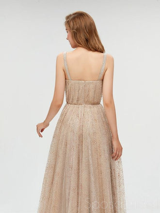 Custom Sequin Spaghetti Straps Stunning Modest Prom Dresses, PD0829