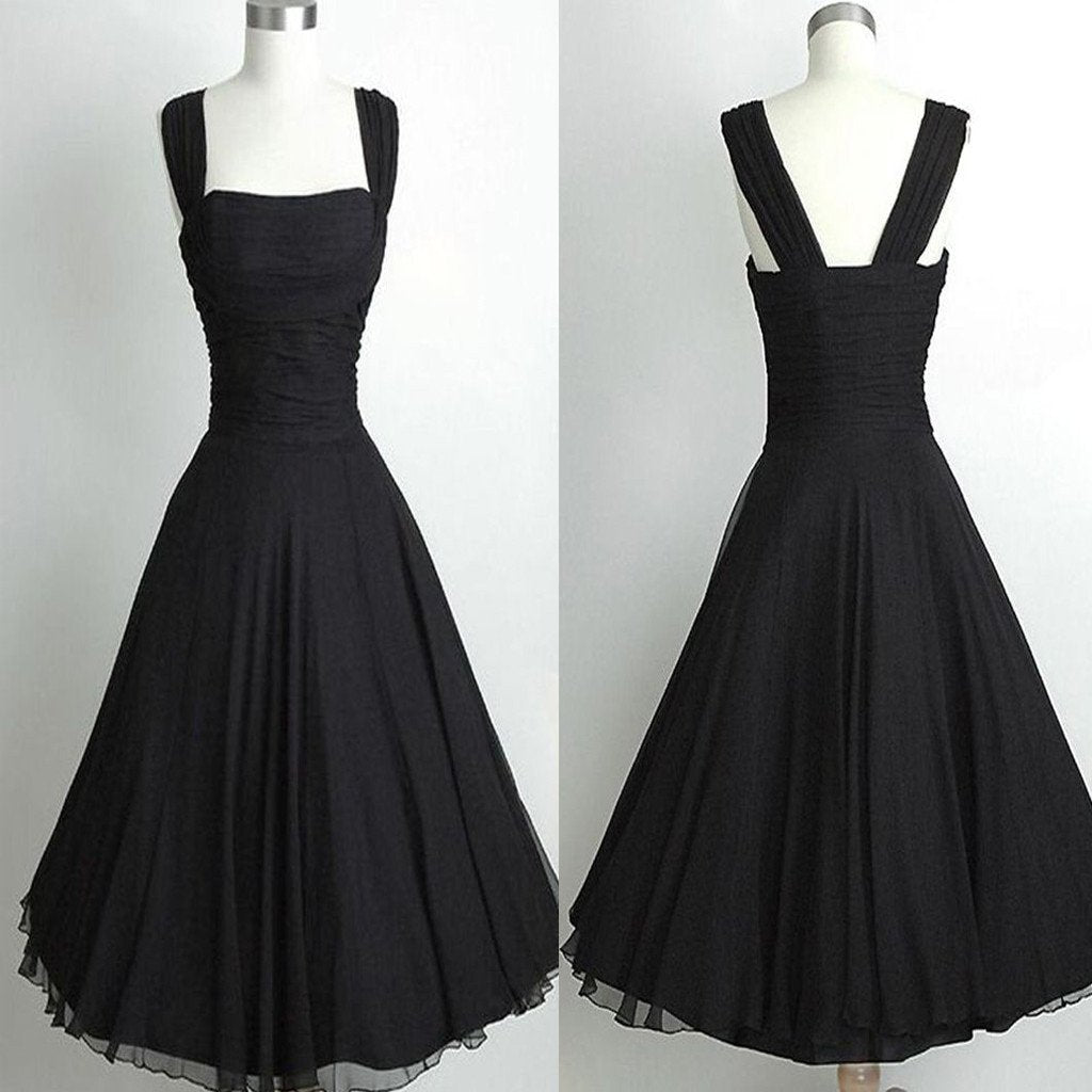 Simple Black Tight Vintage Ball Gown casual homecoming prom dresses, BD00184