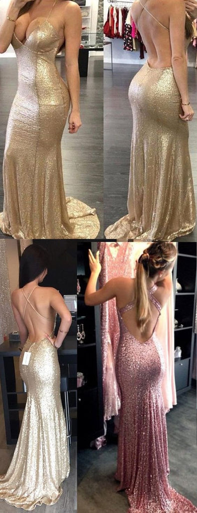 Sexy Backless Halter Mermaid Sequin Bridesmaid Dress Cheap Long Prom Dress Evening Gown, WG23