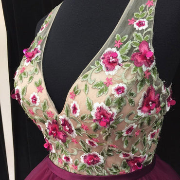 Sexy Open Back V neck Hot Pink Lace Cheap Homecoming Dresses 2018, CM452