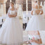 Vantage Off Shoulder Short Sleeve Lace Top Open Back Tulle Wedding Dresses, WD0197