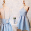 Junior Simple New Blue Halter Homecoming Dress, Short Custom Prom Dresses, PD0351