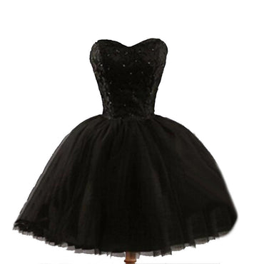 Formal lace little black dress, short homecoming prom dresses, CM0024