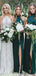 Long High Neck Dark Green Cheap Bridesmaid Dresses, WG394