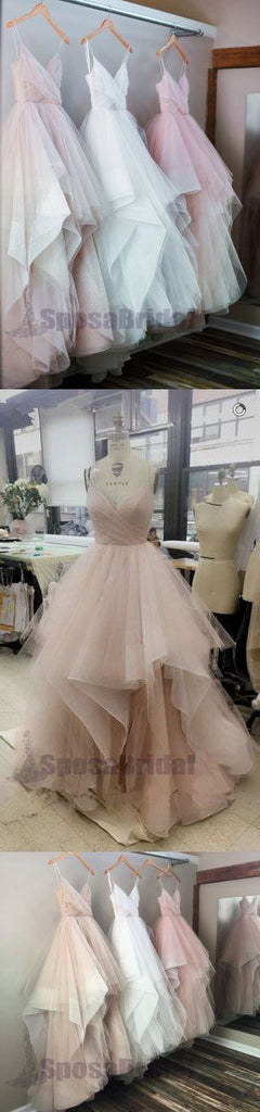 Charming Long Spaghetti Straps Tulle Simple Popular Fashion  Prom Dresses, Prom Gowns For party, PD0582 - SposaBridal