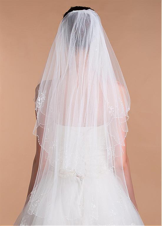 Graceful  Tulle Short Wedding Veil With Beadings & Sequins, WV0115