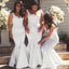 Long White Mermaid Plus size Simple  Sexy Bridesmaid Dresses ,Wedding Guest Dress ,,PD0250