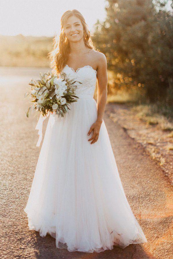 Unique Sweetheart Simple A-line Cheap Wedding Dresses, WD310