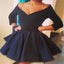 Long sleeve black off shoulder simple v-neck A-line for teens homecoming dress,BD00200